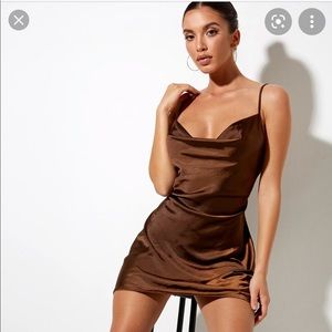 MOTEL ROCKS - brown satin dress